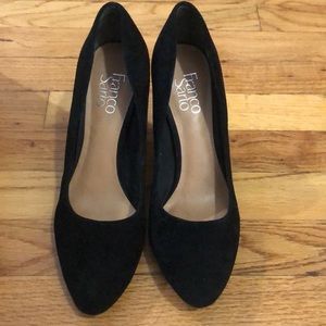 Size 9 Black Franco Sarto Suede Pumps w Block Heel